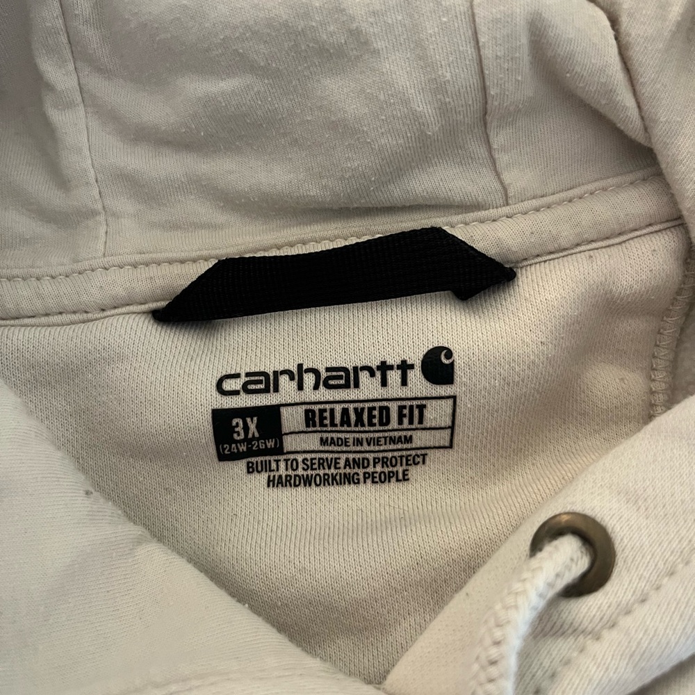 Carharrt Women's 3X Relaxed Fit Midweight Sweatshirt Winter Cream/ Burgundy - Picture 6 of 8